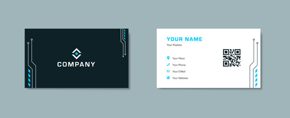 Poster - Business card for technology company or startup with two sided background