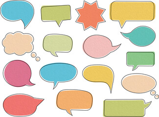 Wall Mural - Blank colored speech bubbles with black frames