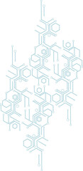 Fototapete - Abstract blue computer technology background with hexagon circuit board and circle tech.illustration for elements