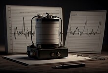 Seismograph For Earthquake Detection Or Lie Detector Is Drawing Graph. 3D Rendered Illustration. Generative AI