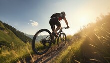 Bike Sport Man Bicyclist Athlete Cycling Summer Mountain Cycle Bicycle
