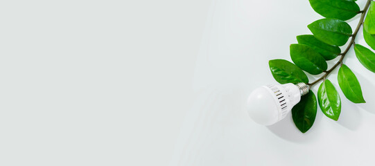 Wall Mural - modern electric light bulb, led, minimum energy consumption, recycling of light bulbs, on the backgr