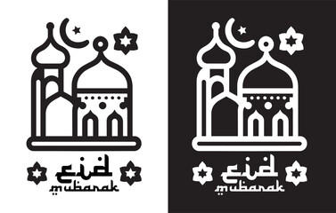  Eid Mubarak Muslim icon vector, Ramadan Kareem, Greeting icons, Premium Eid Mubarak outline icons vector