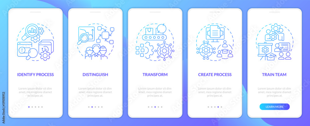 Using SMED blue gradient onboarding mobile app screen. Business ...