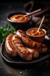 German sausages with mustard sauce