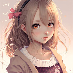 Wall Mural - cutest anime girl Generative AI