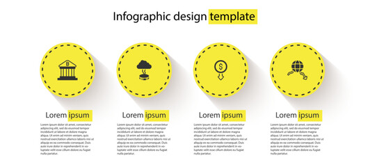 Poster - Set Bank building, Storm, Dollar rate decrease and Global economic crisis. Business infographic template. Vector