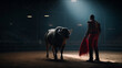 The bullfighter stands in front of the arena. Generative Ai