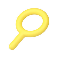 Poster - Magnifier loupe zoom internet browser searching information yellow badge with handle 3d icon vector