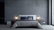 © RocknRoller Studios - Minimal Bedroom Background. Contemporary Interior Design. Generative AI.