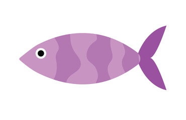 Concept Underwater fishes wavy coloring purple fish. The illustration is a flat, web concept featuring a cartoon vector of an underwater scene . Vector illustration.