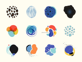 Universal art collages and abstract graphic elements. Use for social media posts, Highlights icons, posters, invitation, t-shirt prints, greeting and business cards, banners, icons, labels, flyers.