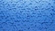 © RocknRoller Studios - Semigloss, Blue Mosaic Tiles arranged in the shape of a wall. 3D, Diamond Shaped, Blocks stacked to create a Futuristic block background. 3D Render
