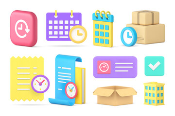 Poster - Time countdown checking watch counter deadline measurement business timer set 3d icon vector