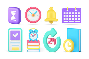 Poster - Countdown agenda timing management success organization set 3d icon realistic vector illustration