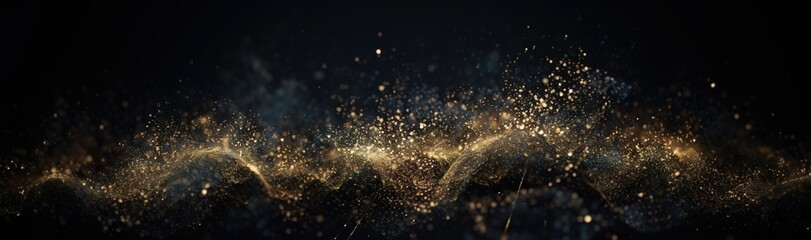 Poster - gold glitter any shiny space galaxy outer space background, gold glitter galaxy. Generative AI