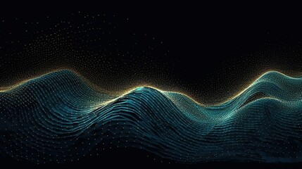 Poster - the energy of realms waves on energy on black background, technology blue wave background. Generative AI