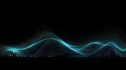 Aufkleber - technology data work wave on black background. Generative AI