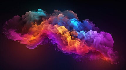 Poster - the energy of fractal realms, Rainbow colored smoke isolated on black background, and colorful fire flame background. Generative AI