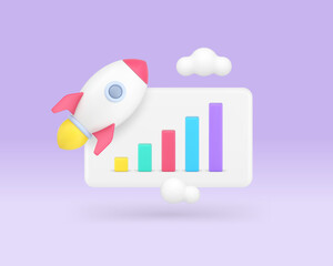 Poster - Business success profit financial growth efficient management 3d icon realistic vector illustration