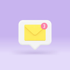 Poster - Incoming message newsletter email internet chat notification quick tips 3d icon realistic vector