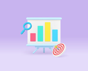 Poster - Business management analyzing report graph marketing strategy presentation 3d icon realistic vector