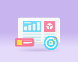 Poster - Business analyzing workflow process project implementation efficiency working 3d icon vector