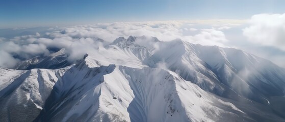 Aufkleber - View of the snow-capped mountains.Aerial view. Panoramic shot. Generative AI