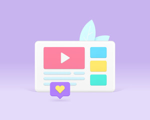 Poster - Media content internet browser video player web entertainment social network 3d icon vector