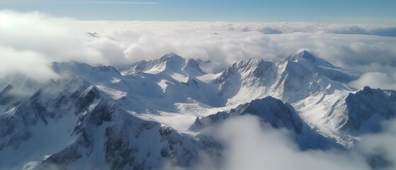 Poster - View of the snow-capped mountains.Aerial view. Panoramic shot. Generative AI