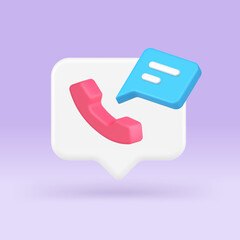 Poster - Phone call telephone chat helpdesk assistance quick tips application 3d icon realistic vector