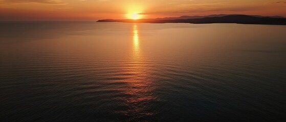 Poster - Sunset view in the sea.Aerial view. Panoramic shot. Generative AI