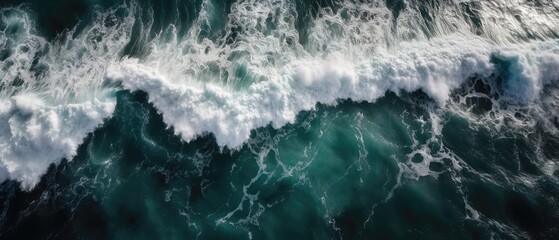 Poster - A beautiful picture of a rocky beach with a cliff from above.Aerial view. Panoramic shot. Generative AI