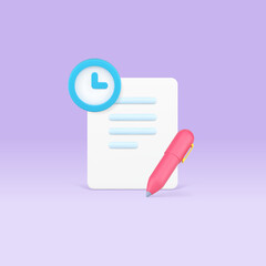 Poster - Time management paperwork deadline working efficient organization 3d icon realistic vector