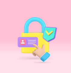 Poster - personal data account protect access cyber security information safety 3d icon realistic vector
