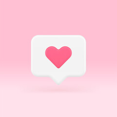 Poster - Like quick tips social network evaluation love heart speech bubble 3d icon realistic vector