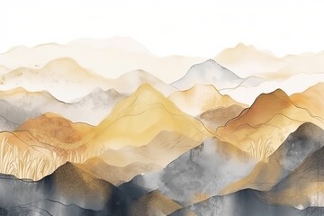 Poster - Abstract background of brown mountains.Beautiful, minimalistic print for your decor for postcard, congratulations and poster. Generative AI