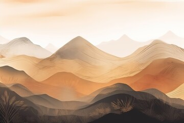 Poster - Abstract background of brown mountains.Beautiful, minimalistic print for your decor for postcard, congratulations and poster. Generative AI