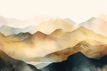 Poster - Abstract background of brown mountains.Beautiful, minimalistic print for your decor for postcard, congratulations and poster. Generative AI