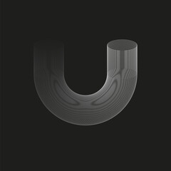 Wall Mural - U letter, geometric shape made of thin lines