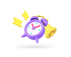 Poster - Alarm clock ring bell warning reminder call sound notification push tone signal 3d icon vector