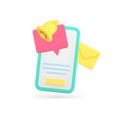 Poster - Incoming message sound alert quick tips smartphone app 3d icon realistic vector illustration