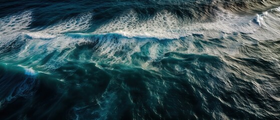 Poster - travel, shore, storm. Top view. Generative AI