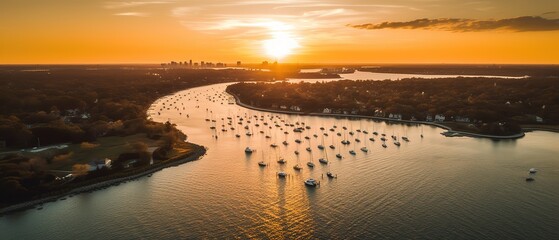 Canvas Print - View of the island in the middle of the sea with clear blue water and green palm trees.Aerial view. Panoramic shot. Generative AI