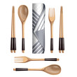Vector image of a set of cutlery. Cartoon style. EPS 10