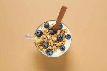 Sticker - Tasty and nutritious breakfast concept - muesli with yogurt