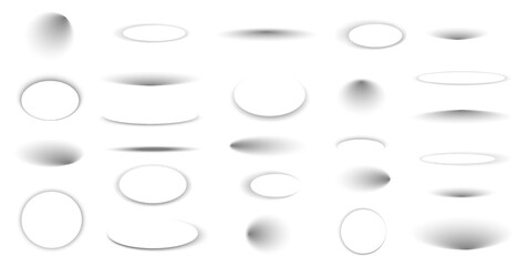 circle shadow layouts. black abstract round overcast shapes with different effects of shading and li