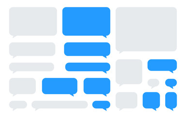 Poster - Chat speech bubble for messaging. Blue and gray speech bubble