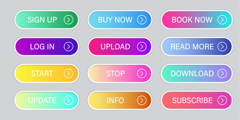 Leinwandbilder - Web buttons collection in gradient style. Buttons for website app. Set of web button with shadow