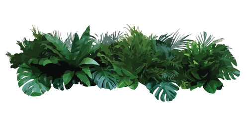 Vector watercolor of green tree top view isolated on white background for landscape layout plan and architecture drawing, elements for environment and garden,blooming botanical elements